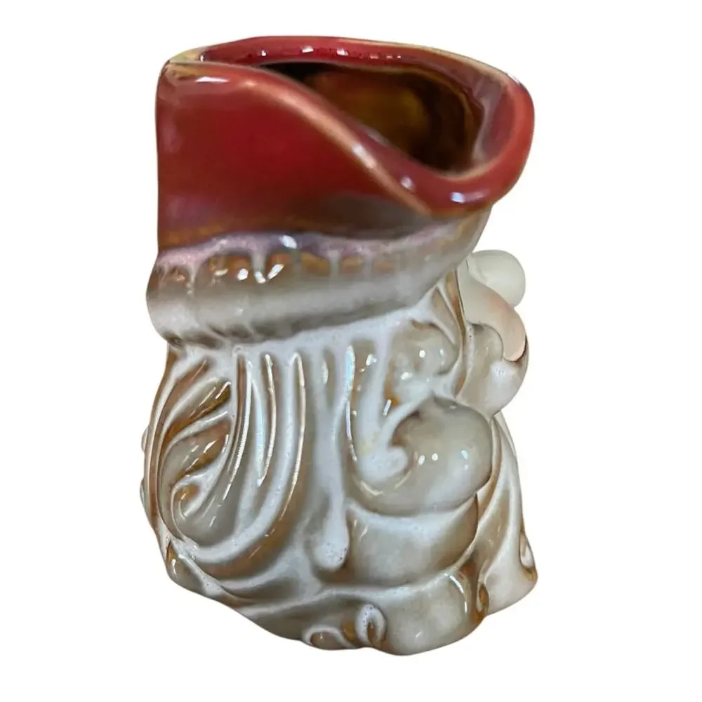 Holiday Santa Ceramic Creamer and Sugar Set Retro Look New